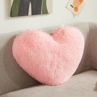 Imagem de Almofada decorativa rosa blush, em forma de coração, adequada para cama, sofá, almofada, perfeita para mulheres no dia dos namorados, aniversários, outono, Halloween e decoração de casa de Natal.