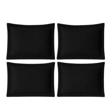 Imagem de Kit C/ 4 Fronha de Travesseiro Textura Acolchoada em Matelassê Conforto (PRETO)