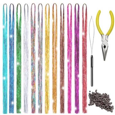 Imagem de Kit de enfeites de cabelo Edoneery 12 cores, extensões de cabelo de 12
