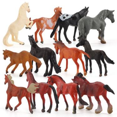 Imagem de Conjunto de estatuetas de cavalo genéricas em miniatura em PVC, bonecos de cavalo, 12 unidades