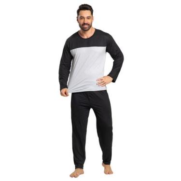 Imagem de Pijama Masculino Longo Bicolor Inverno Bella Fiore Básico Roupa De Dor
