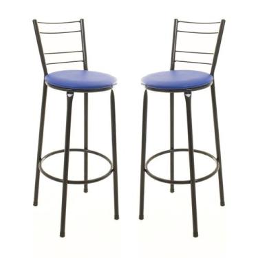 Imagem de Kit 2 Banquetas Banco Alto Balcão Cozinha 4 Arames - ESPAÇO JUNCO, Azu