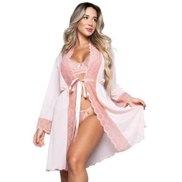 Imagem de Robe tule e renda Bella Fiore Hobby conforto Roupa De Dormir Íntima Bá