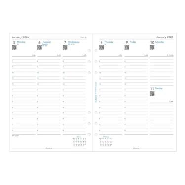 Imagem de Filofax Recarga de calendário diário, tamanho A5, semana para visualização com compromissos, vertical, multiajuste, papel branco, inglês, 2026 (C68521M-26)