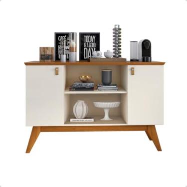 Imagem de Balcão Buffet Elegance New, peça sofisticada que combina estilo e funcionalidade para seu ambiente - OffWhite/Freijó