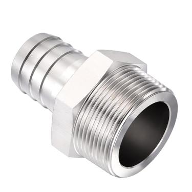 Imagem de Kozelo Pacote com 1, mangueira de aço inoxidável 304, encaixe de mangueira de 3,8 cm para encaixe macho NPT de 3,8 cm, barra sextavada de aço inoxidável para máquinas domésticas, banheiras de massagem