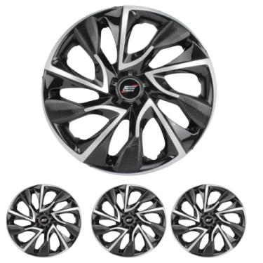 Imagem de Jogo Calota Aro 13 DS4 Black Silver Onix Prisma Corsa Celta Montana Agile Cobalt Meriva Spin Astra + Selo Resinado