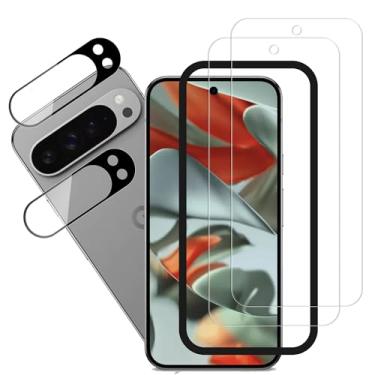 Imagem de HKKAIS Protetor de tela para Google Pixel 9 Pro filme de vidro temperado pacote com 2 protetores de lente de câmera pacote com 2 ferramentas de alinhamento fácil