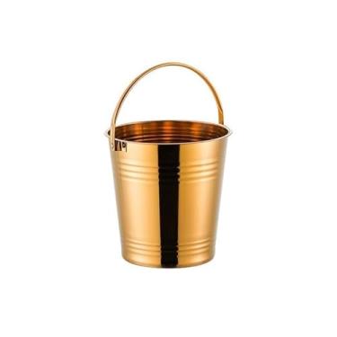 Imagem de Baldes de gelo 304 aço inoxidável balde de gelo bar restaurante grão batatas fritas fritas lanches levar champanhe vinho tinto (ouro, pequeno)