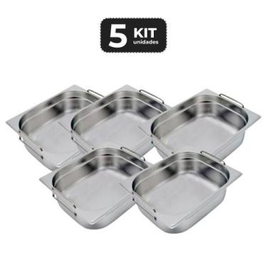 Imagem de Kit 5 cuba com alca inox 1/2 gn 100 para buffet - Chef Line