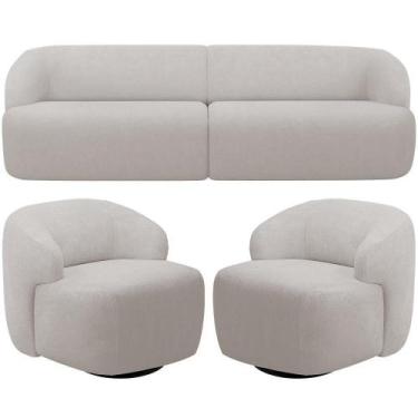 Imagem de Sofá 3 Lugares Curvo Orgânico Com 02 Poltronas Living 250cm Barolo L06