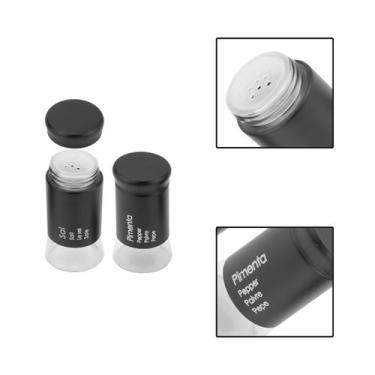 Imagem de Kit Saleiro E Pimenteiro Vidro Metal Preto 2 Peças - UnyHome