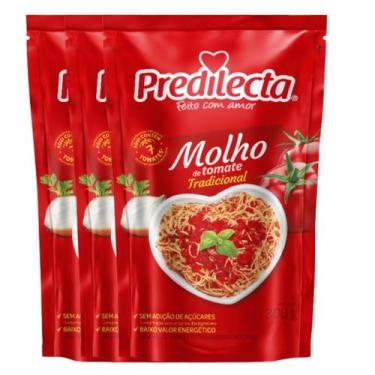 Imagem de Kit 3 Molhos de Tomate Tradicional 300g Prático e Natural Para Carnes,