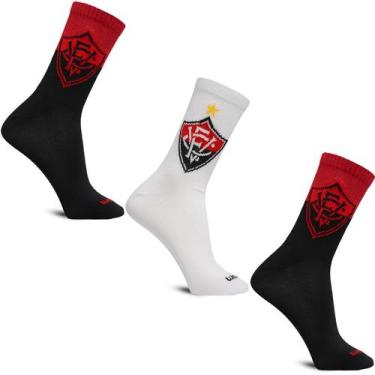 Imagem de Kit 3 Meias Esportivas Clubes Futebol Running Academia Bike - Rikam, V