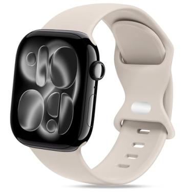 Imagem de STG Sport Pulseira de silicone compatível com Apple Watch Ultra 2/Ultra séries 9/8/7/6/5/4/3/2/1 de 38 mm, 40 mm, 41 mm, 42 mm, 44 mm, 45 mm, 49 mm, S/M M/G (42/44/45/49 mm M/G, Starlight)