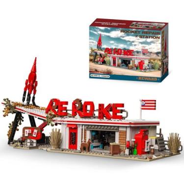 Imagem de Conjunto de blocos de construção Rocket Gas Station MOC Toy Model 1526