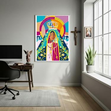 Imagem de Quadro Nossa Senhora Aparecida Aquarela - 70x50cm - Quadros On-line, M