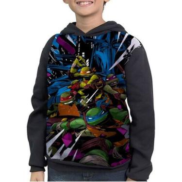 Imagem de Casaco Moletom Infantil Desenho Das Tartarugas Ninjas - smoke, Preto, 
