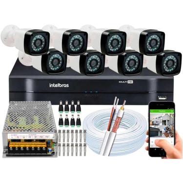 Imagem de Kit 8 Cameras Seguranca Hd Dvr Intelbras full hd 8ch mhdx S/ Hd