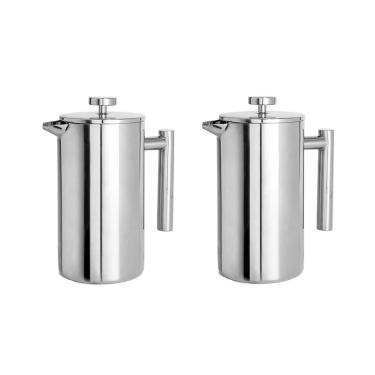 Imagem de Cafeteira Prensa Francesa Inox Cremeira Leite Bule Cafe 2un