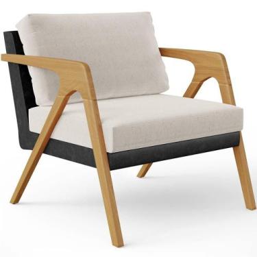 Imagem de Poltrona Para Sala De Estar Pietra Preto Linho Cru - LYAM DECOR