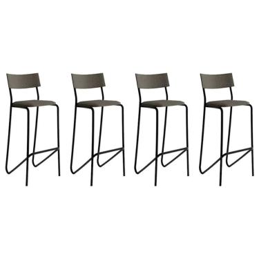 Imagem de Banqueta Sala De Jantar Atlas 1747 Kit 4 Uni Preto-linho Grafite-courano Preto - Carraro