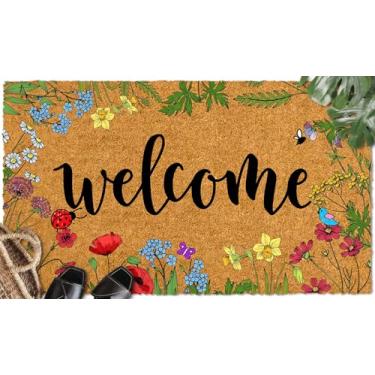 Imagem de WutePade Tapete de porta de Natal Welcome Faux Coir 59,9 cm x 39,9 cm, entrada externa, tapetes internos para entrada, acessórios antiderrapantes, decoração, tapete de borracha