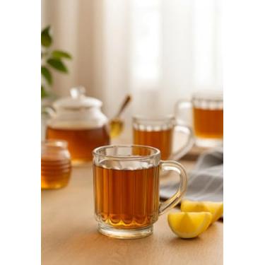 Imagem de Conjunto de 6 Canecas de Vidro Clássicas, 245ml, Transparente, Design em Relevo, 8,5 x 7,3cm, para Café, Chá e Bebidas Quentes