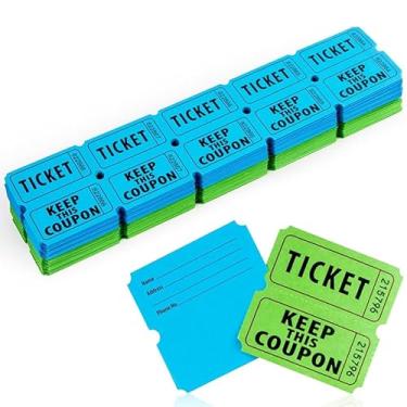 Imagem de Rolo de bilhetes de sorteio de 400 peças, bilhetes de sorteio graváveis rasgáveis, números consecutivos - azul e verde