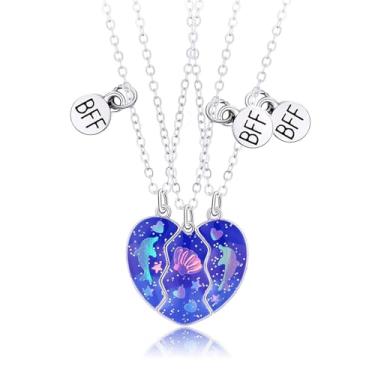 Imagem de Colar de amizade para 2/3 Best Friend Beach Matching BFF joia de verão praia irmã presentes de aniversário, Medium, Latão, Sem Pedra Preciosa