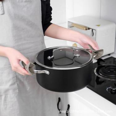 Imagem de Suporte de panela de silicone - resistente ao calor, antiderrapante, resistente a óleo/água, ambidestro, lavável na lava-louças - cinza