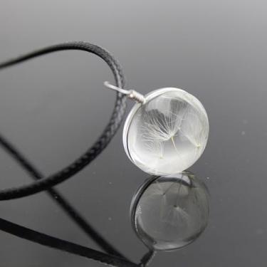 Imagem de Colar de vidro de dente-de-leão, colar de semente de dente-de-leão, presentes para amantes da natureza, joias de dente de leão, One Size, Aço inoxidável, Sem Pedra Preciosa