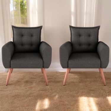 Imagem de Jogo De Poltronas Decorativas Emma Linho Chumbo