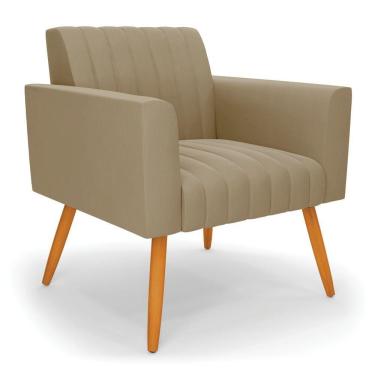 Imagem de Poltrona Viena Gomada Suede Pés Palito Castanho - D'rossi Cor Marrom Rato