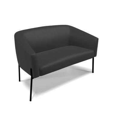 Imagem de Sofá Namoradeira 2 Lugares Pé De Ferro Preto Stella Corino D03 - D'rossi Cor Preto