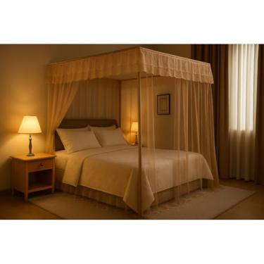 Imagem de Mosquiteiro Palácio Casal/Box/Queen com Armação – Luxo, Elegância e Proteção Completa(Marrom,Casal)