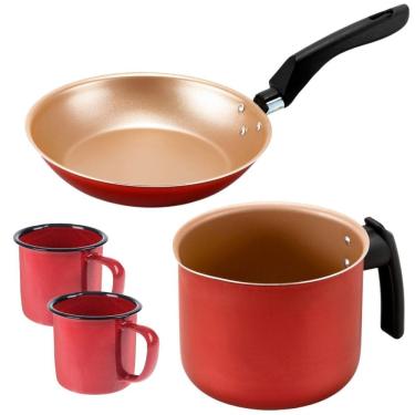 Imagem de Frigideira Francesa 20Cm + Fervedor 12Cm + 02 Canecas 150Ml