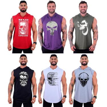 Imagem de Kit 6 Regatas Longline Machão Com Touca Masculina MXD Conceito Sport Fitness-Masculino