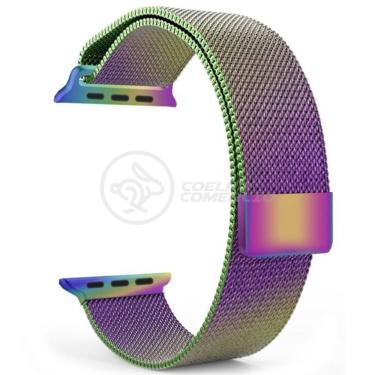 Imagem de Pulseira Milanese De Aço De Ferro Smartwatch 42mm E 44mm Em Aço Inoxidável - Arco íris