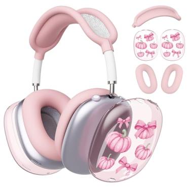Imagem de BlHMCASE Capa de fone de ouvido para AirPods Max, lindo arco de abóbora de outono, capa de silicone rosa para fones de ouvido para Apple AirPods Max