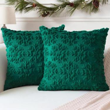 Imagem de Capas de almofada OTOSTAR Xmas Snowflake Green 60x60cm, 2 unidades