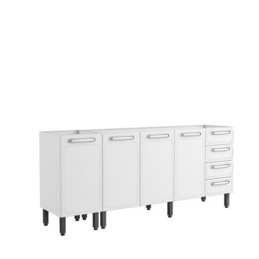 Imagem de Balcão De Aço 4 Portas 4 Gavetas 2 Nichos Branco Bertolini Branco