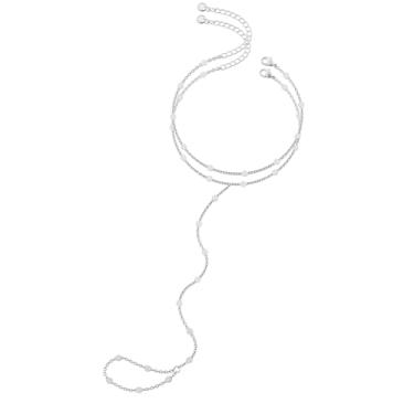 Imagem de DEARMAY Pulseira de corrente de mão banhada a ouro 14K para mulheres na moda, pulseiras delicadas de prata hipoalergênica, pulseira de dedo e unhas, joia simples, 6.5", Banhado a latão com ouro 14K