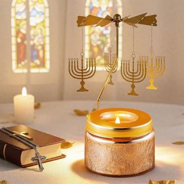 Imagem de Treela Vela perfumada de Hanukkah, presente para mulheres, frasco giratório, menorá, religião, presente exclusivo para Ação de Graças, Natal, Ano Novo, aniversário, mãe, esposa, igreja, decoração de