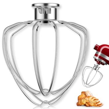 Imagem de Acessório de chicote de 6 fios serve para batedeira de cabeça inclinada KitchenAid K45WW, aço inoxidável, batedor de creme de ovos, batedor de maionese e bolos