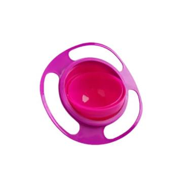Imagem de Prato Tigela Giratória de 360 Graus para Bebê com Tampinha Anti-Derrama Não Derruba Comida (Rosa)