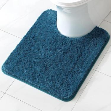 Imagem de Tapete de banho MIULEE Microfiber em forma de U Contour Shaggy Navy Bl