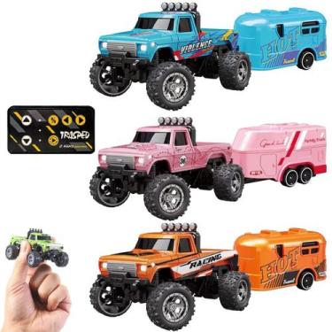 Imagem de Mini caminhão semi RC Monster Truck com controle remoto de reboque - M