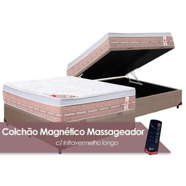 Imagem de Cama Box Baú Colchão Espuma Castor Vibro Massagem Magnético PremiumBase Courano Clean(138x188)