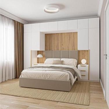 Imagem de Guarda-Roupa Modulado 10 Peças 12 Portas 2 Mesas cabeceira Jade CabeCa